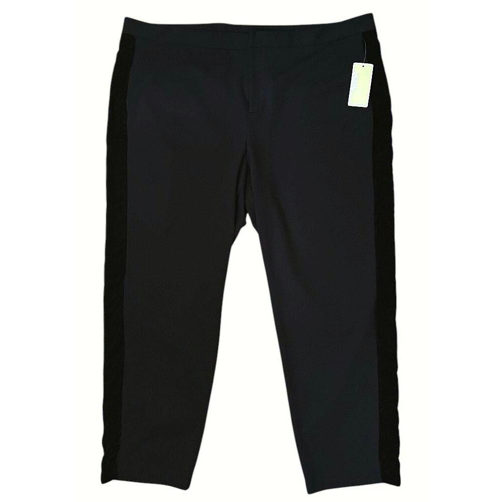 NWT Michael Kors Velvet Side Stripe Stretch Black Ankle Pants 3XL 44X28